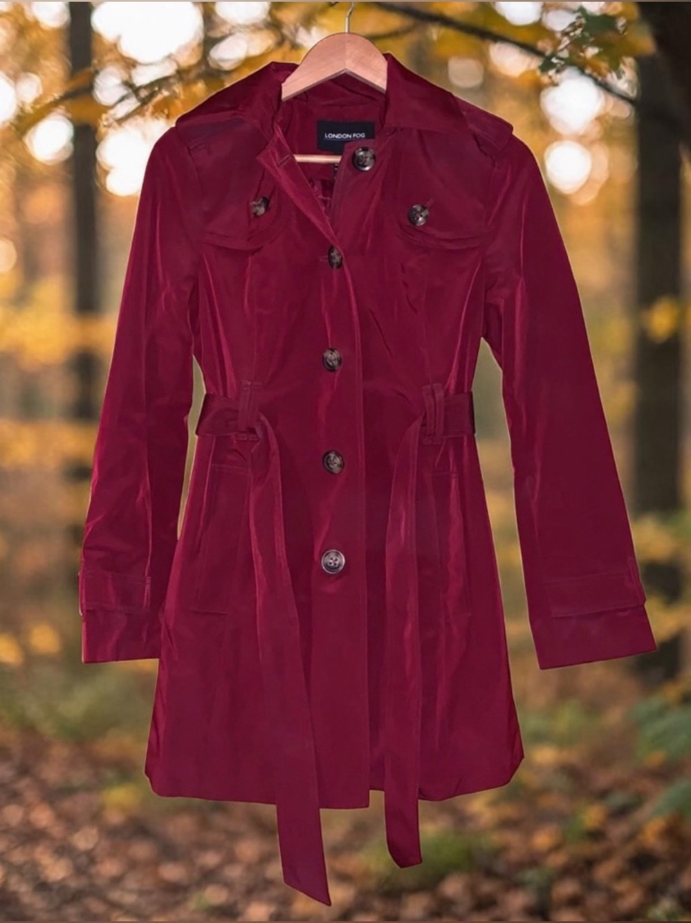 EUC Maroon Trench Coat Small